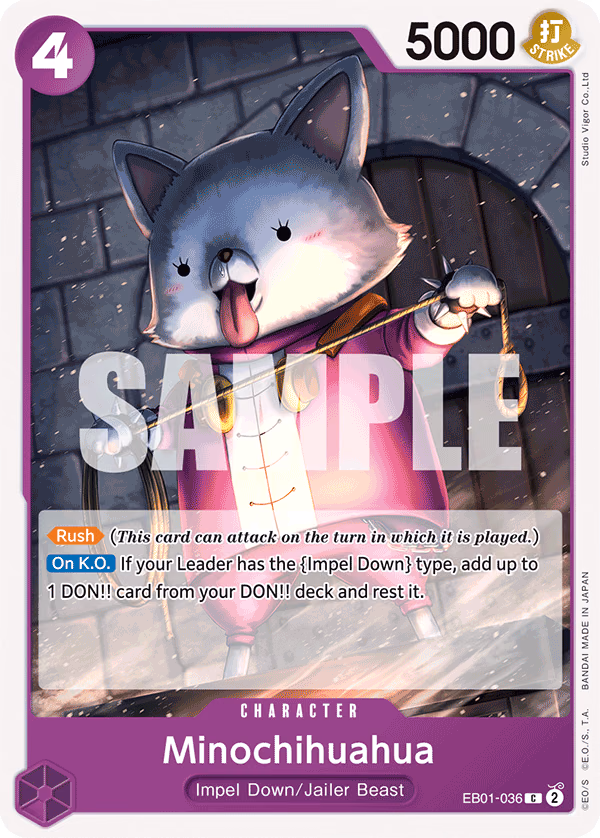 Minochihuahua One Piece card (EB01-036, Extra Booster: Memorial Collection)