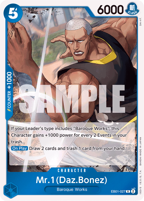 Mr.1(Daz.Bonez) One Piece card (EB01-027, Extra Booster: Memorial Collection)
