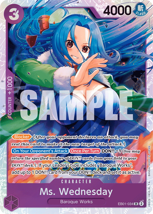 Ms. Wednesday One Piece card (EB01-034, Extra Booster: Memorial Collection)