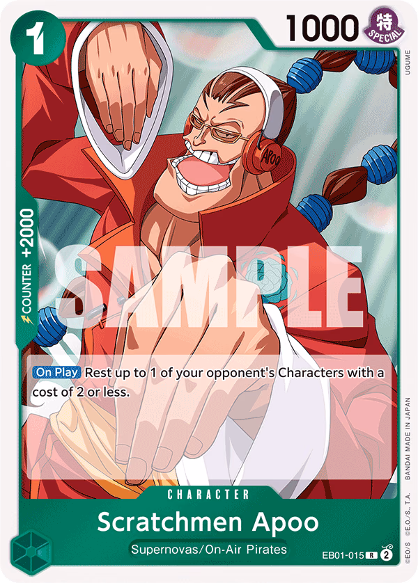 Scratchmen Apoo One Piece card (EB01-015, Extra Booster: Memorial Collection)