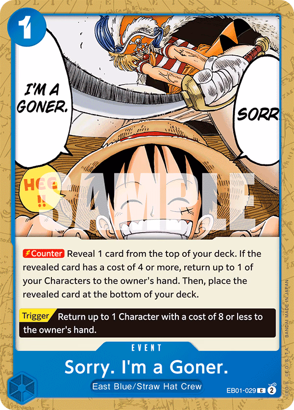 Sorry. I'm a Goner. One Piece card (EB01-029, Extra Booster: Memorial Collection)