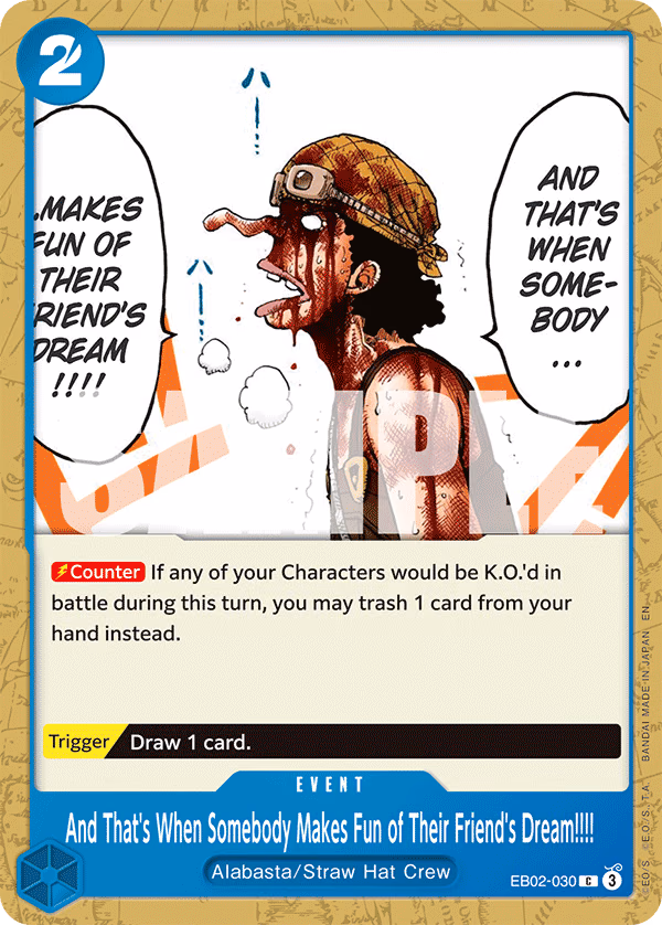 And That's When Somebody Makes Fun of Their Friend's Dream!!!! One Piece card (EB02-030, Extra Booster: Anime 25th Collection)