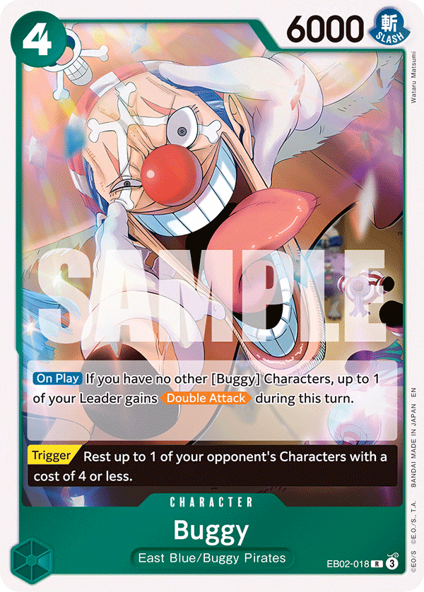 Buggy One Piece card (EB02-018, Extra Booster: Anime 25th Collection)