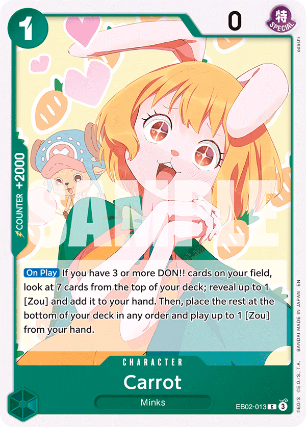 Carrot One Piece card (EB02-013, Extra Booster: Anime 25th Collection)