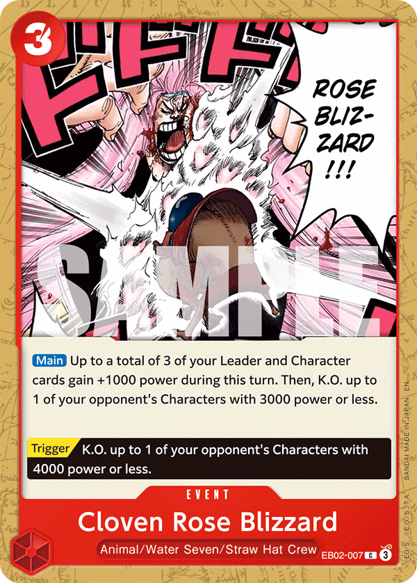 Cloven Rose Blizzard One Piece card (EB02-007, Extra Booster: Anime 25th Collection)