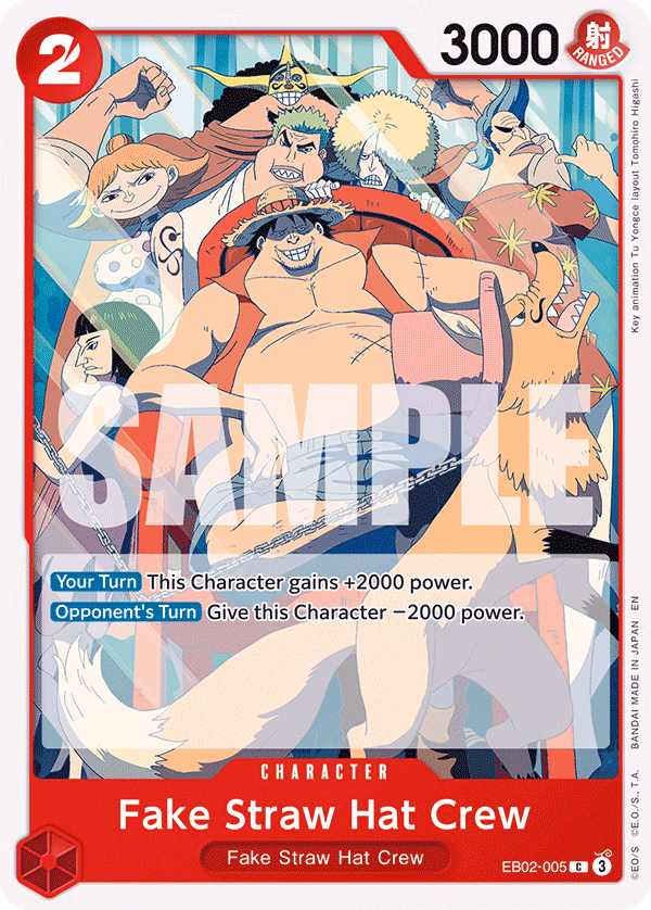 Fake Straw Hat Crew One Piece card (EB02-005, Extra Booster: Anime 25th Collection)