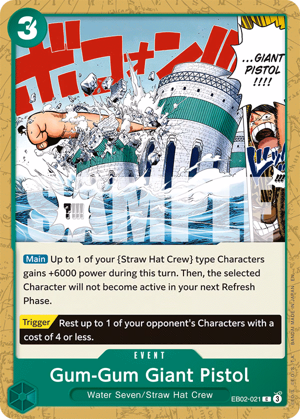 Gum-Gum Giant Pistol One Piece card (EB02-021, Extra Booster: Anime 25th Collection)