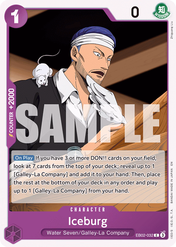 Iceburg One Piece card (EB02-032, Extra Booster: Anime 25th Collection)