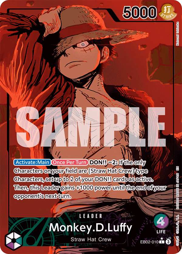 Monkey.D.Luffy (Alternate Art) One Piece card (EB02-010, Extra Booster: Anime 25th Collection)