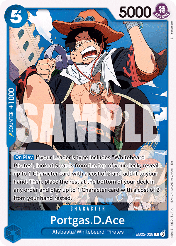 Portgas.D.Ace One Piece card (EB02-028, Extra Booster: Anime 25th Collection)