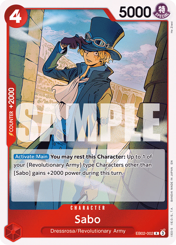 Sabo One Piece card (EB02-002, Extra Booster: Anime 25th Collection)