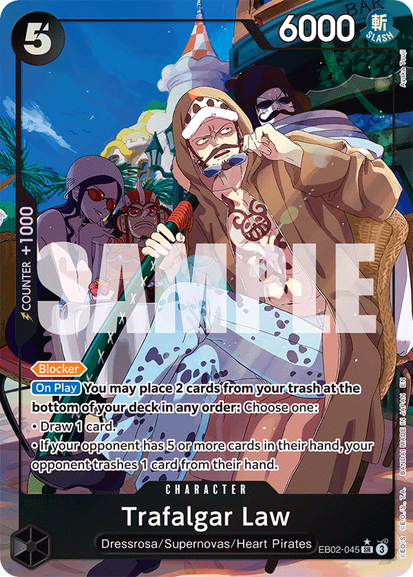 Trafalgar Law (Alternate Art) One Piece card (EB02-045, Extra Booster: Anime 25th Collection)