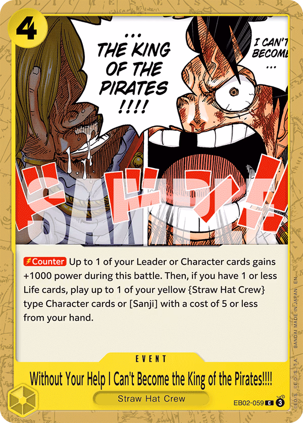 Without Your Help I Can't Become the King of the Pirates!!!! One Piece card (EB02-059, Extra Booster: Anime 25th Collection)