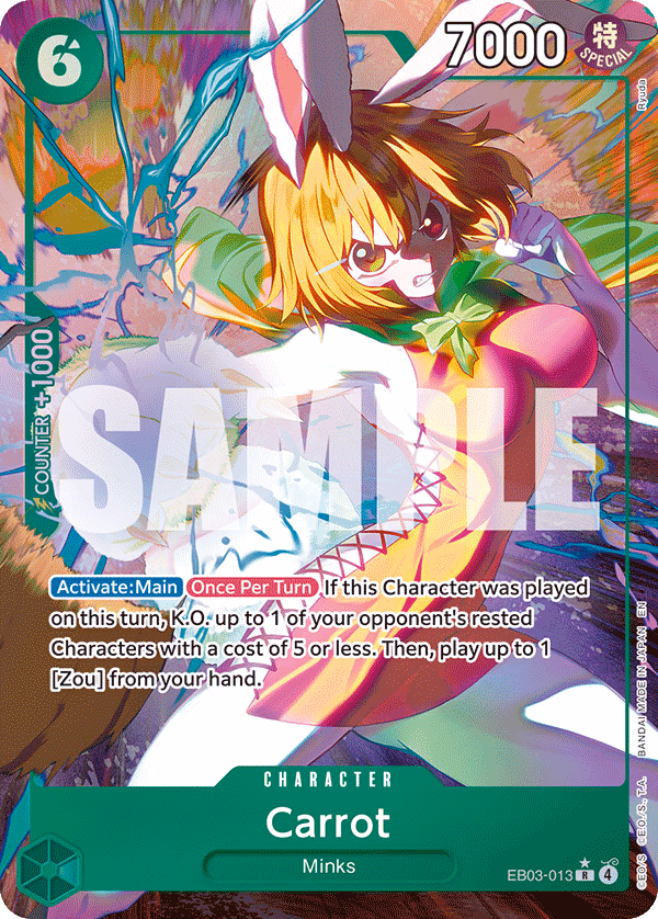 Carrot (Alternate Art) One Piece card (EB03-013, Extra Booster: One Piece Heroines Edition)