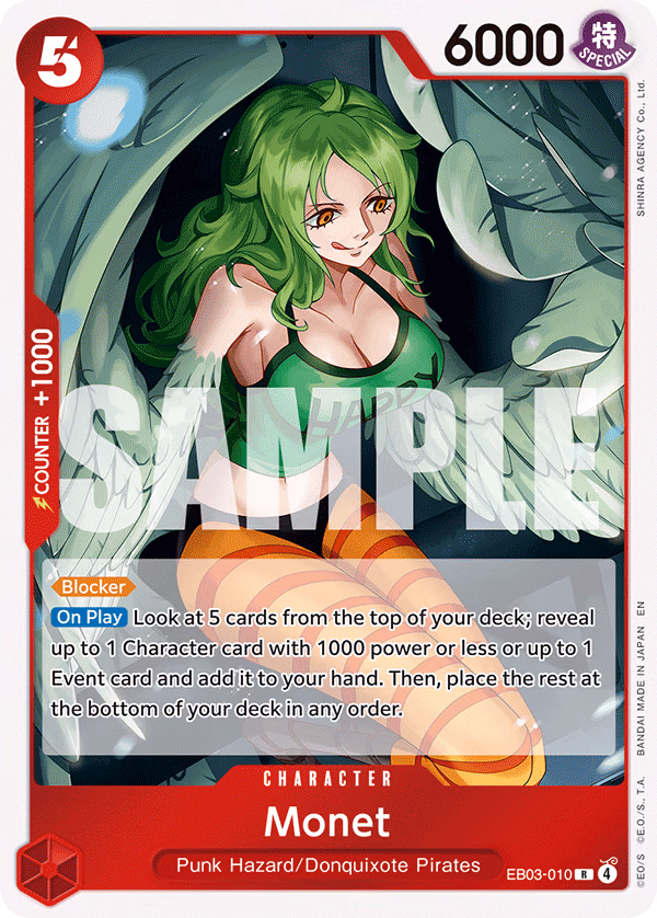 Monet One Piece card (EB03-010, Extra Booster: One Piece Heroines Edition)