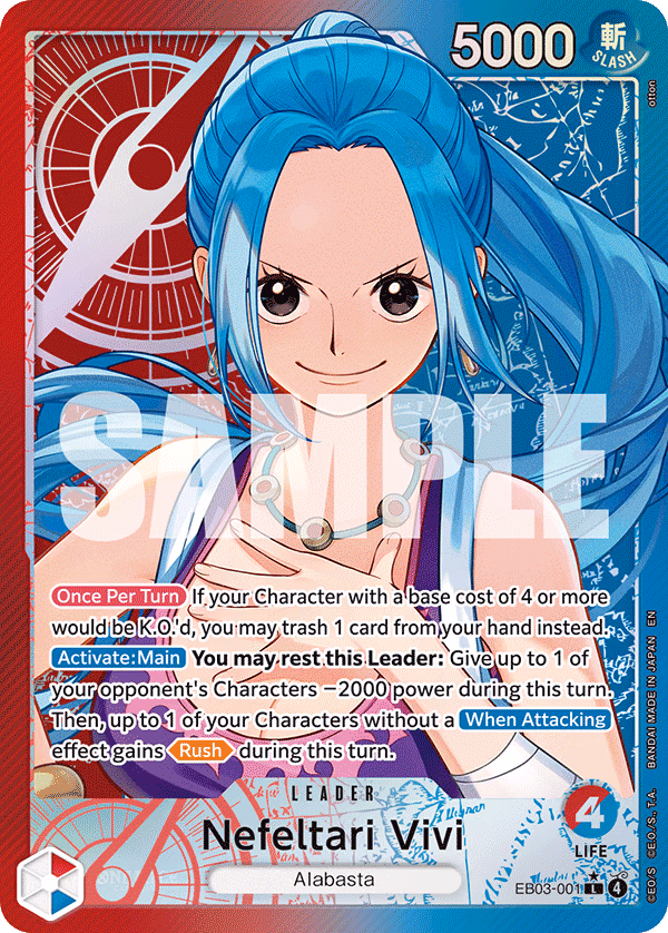 Nefeltari Vivi (Alternate Art) One Piece card (EB03-001, Extra Booster: One Piece Heroines Edition)