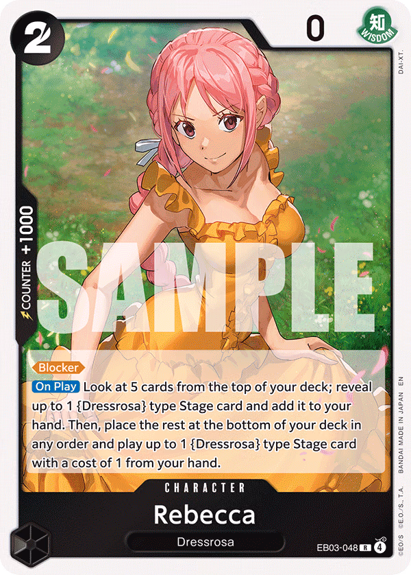 Rebecca One Piece card (EB03-048, Extra Booster: One Piece Heroines Edition)