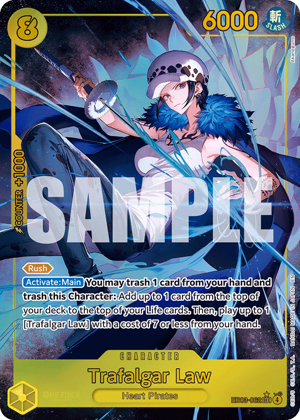 Trafalgar Law (Alternate Art) One Piece card (EB03-062, Extra Booster: One Piece Heroines Edition)