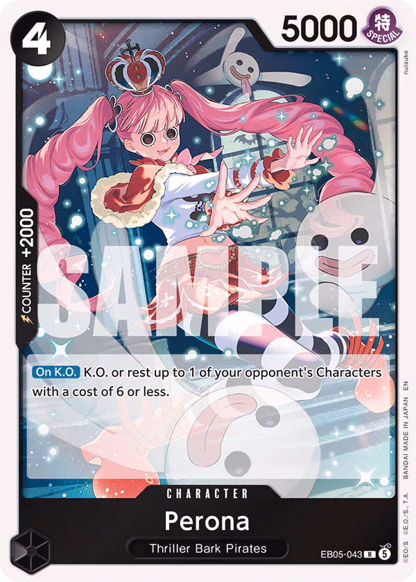 Perona One Piece card (EB05-043, Extra Booster: One Piece Heroines Edition Vol. 2)