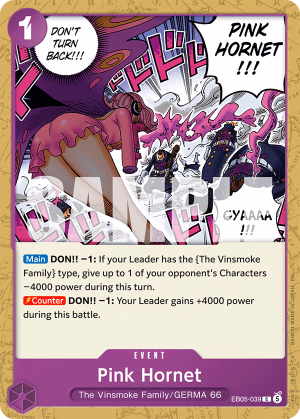 Pink Hornet One Piece card (EB05-039, Extra Booster: One Piece Heroines Edition Vol. 2)