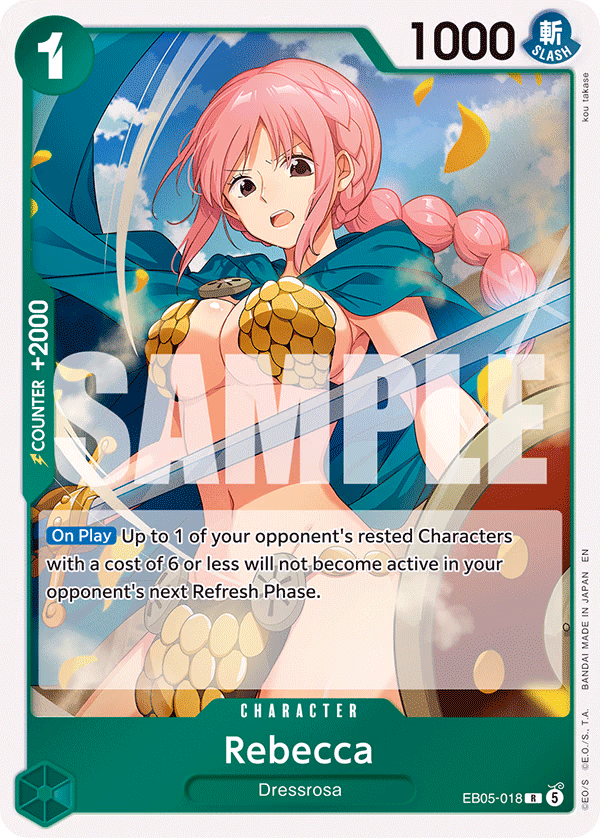 Rebecca One Piece card (EB05-018, Extra Booster: One Piece Heroines Edition Vol. 2)