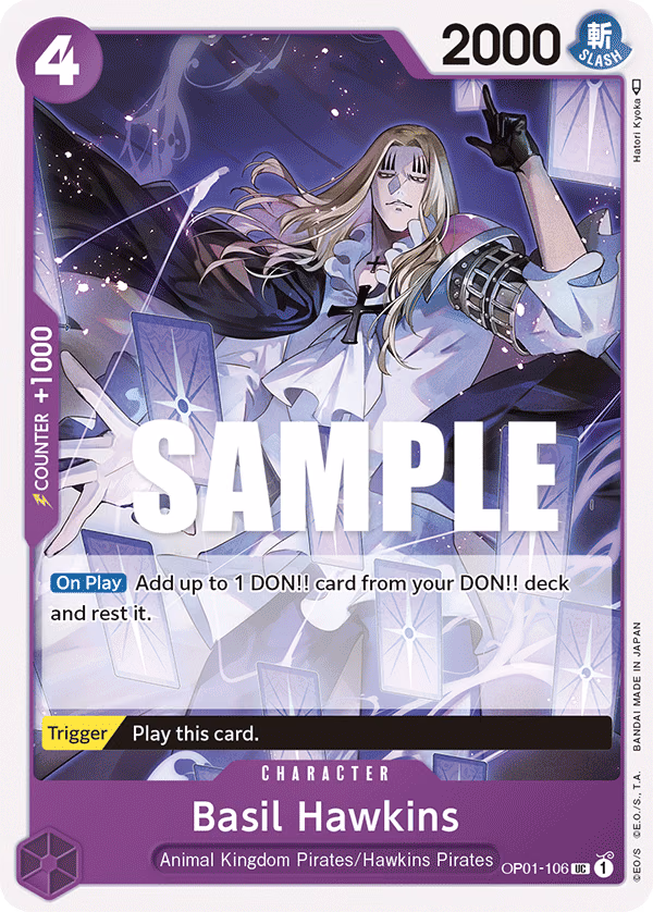 Basil Hawkins One Piece card (OP01-106, Romance Dawn)