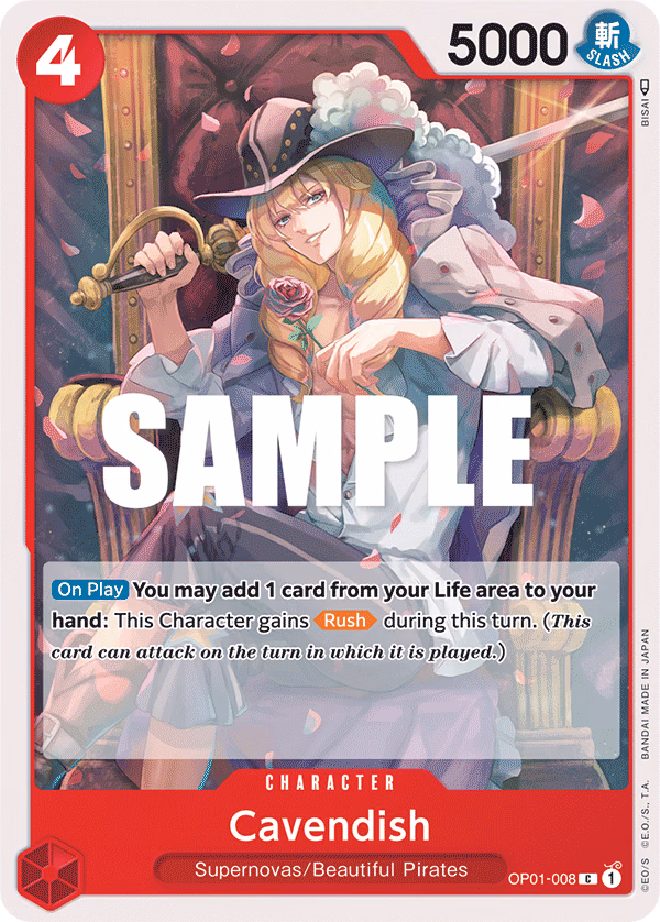 Cavendish One Piece card (OP01-008, Romance Dawn)