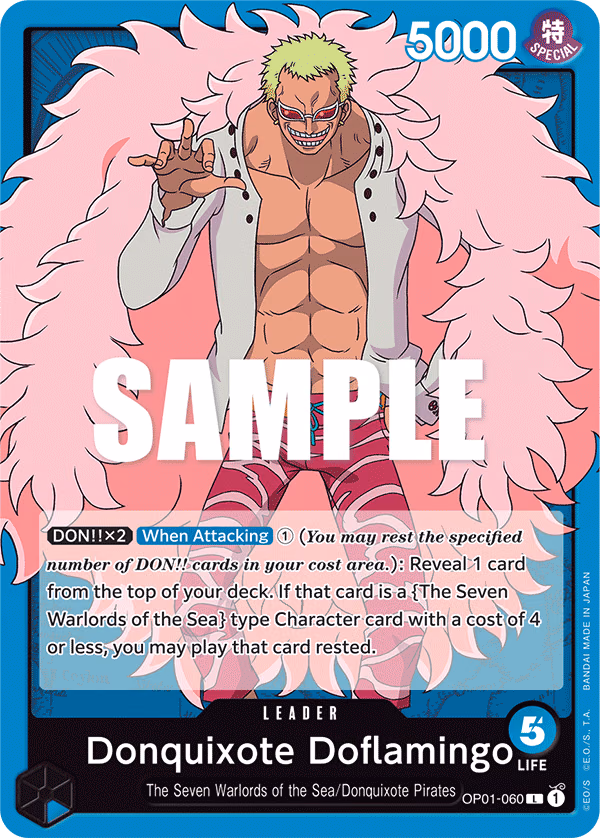 Donquixote Doflamingo One Piece card (OP01-060, Romance Dawn)