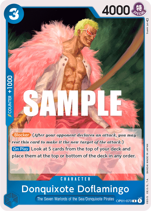 Donquixote Doflamingo One Piece card (OP01-073, Romance Dawn)