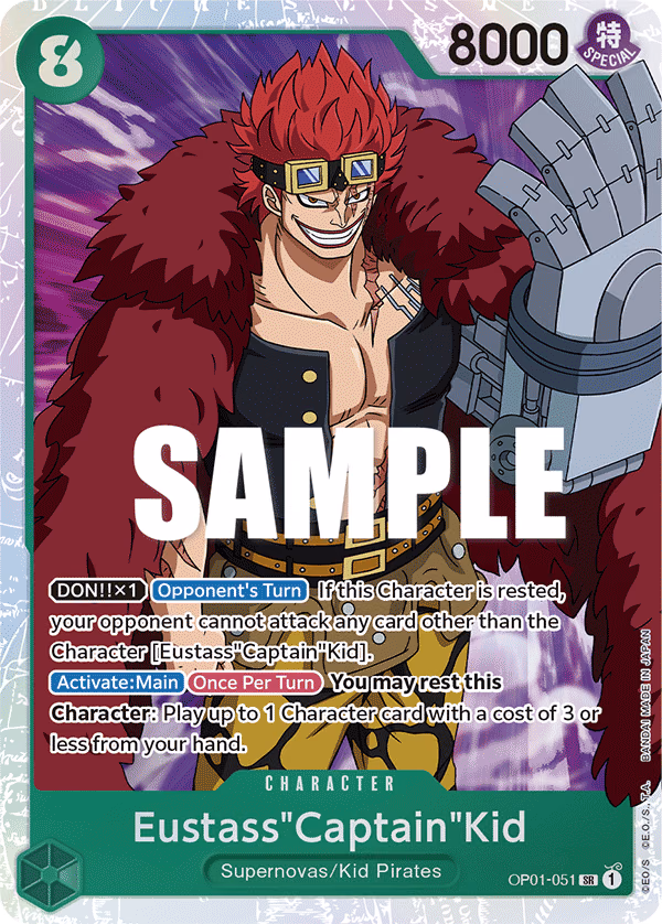 Eustass"Captain"Kid One Piece card (OP01-051, Romance Dawn)