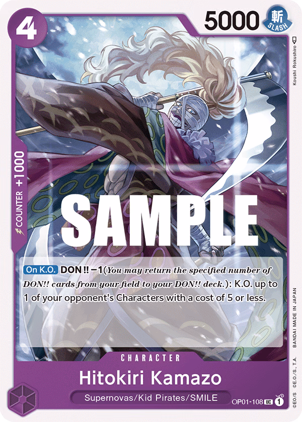 Hitokiri Kamazo One Piece card (OP01-108, Romance Dawn)