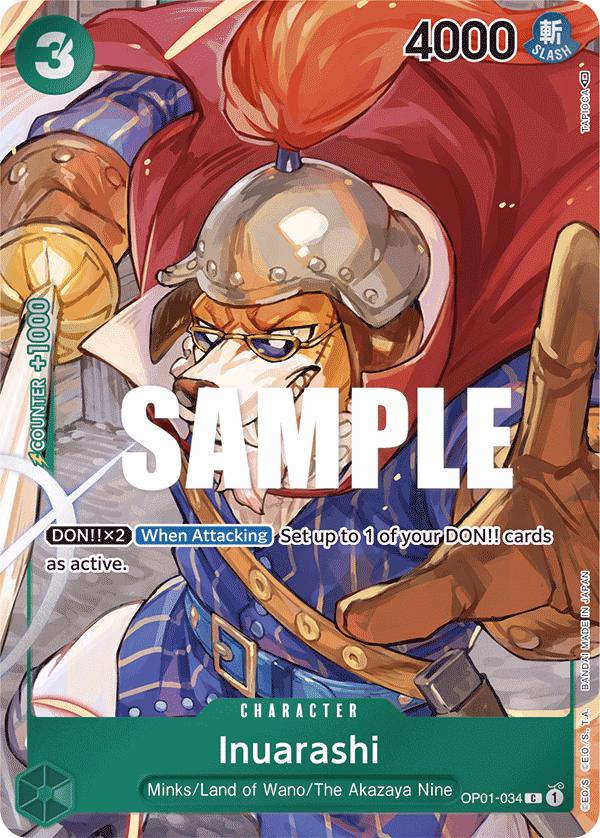 Inuarashi (Box Topper) One Piece card (OP01-034, Romance Dawn)