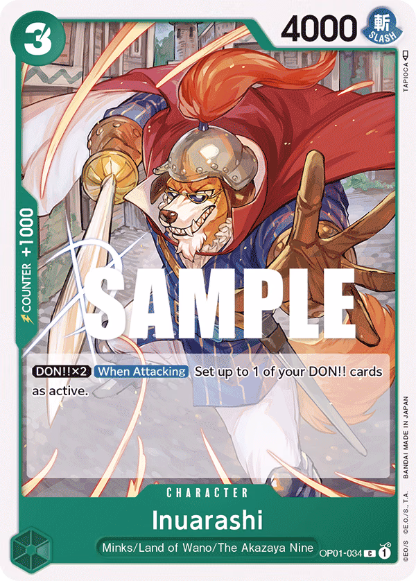 Inuarashi One Piece card (OP01-034, Romance Dawn)