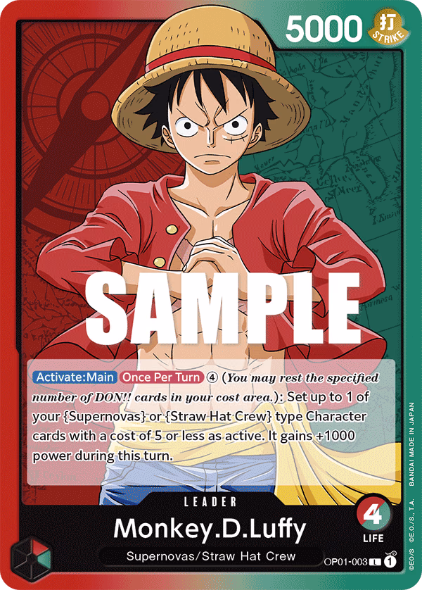 Monkey.D.Luffy One Piece card (OP01-003, Romance Dawn)
