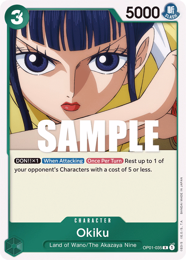 Okiku One Piece card (OP01-035, Romance Dawn)