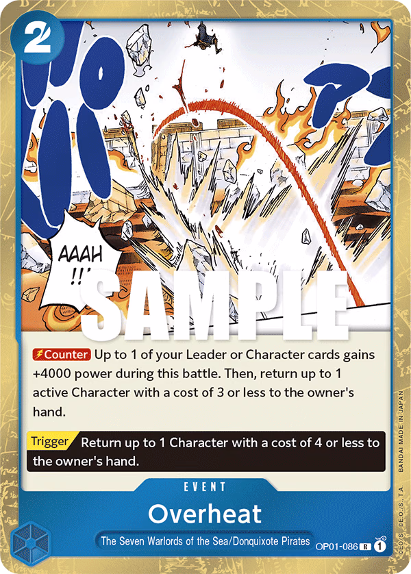 Overheat One Piece card (OP01-086, Romance Dawn)