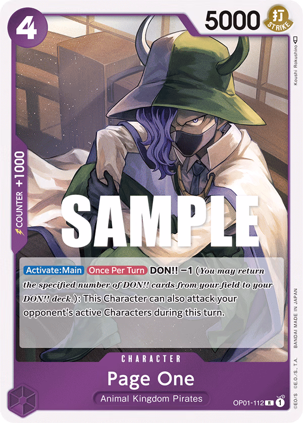Page One One Piece card (OP01-112, Romance Dawn)