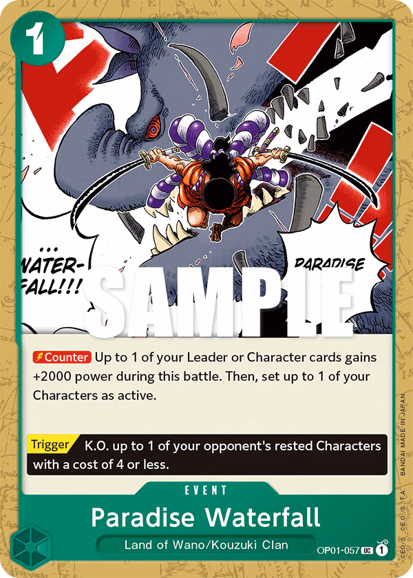 Paradise Waterfall One Piece card (OP01-057, Romance Dawn)