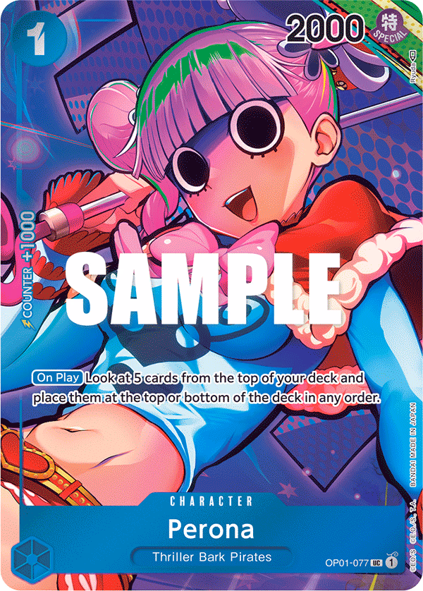 Perona (Box Topper) One Piece card (OP01-077, Romance Dawn)