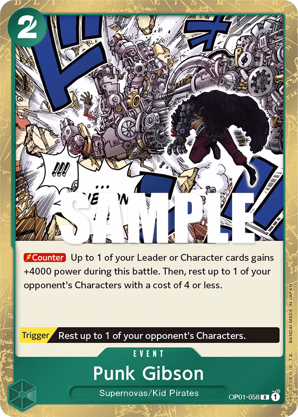 Punk Gibson One Piece card (OP01-058, Romance Dawn)
