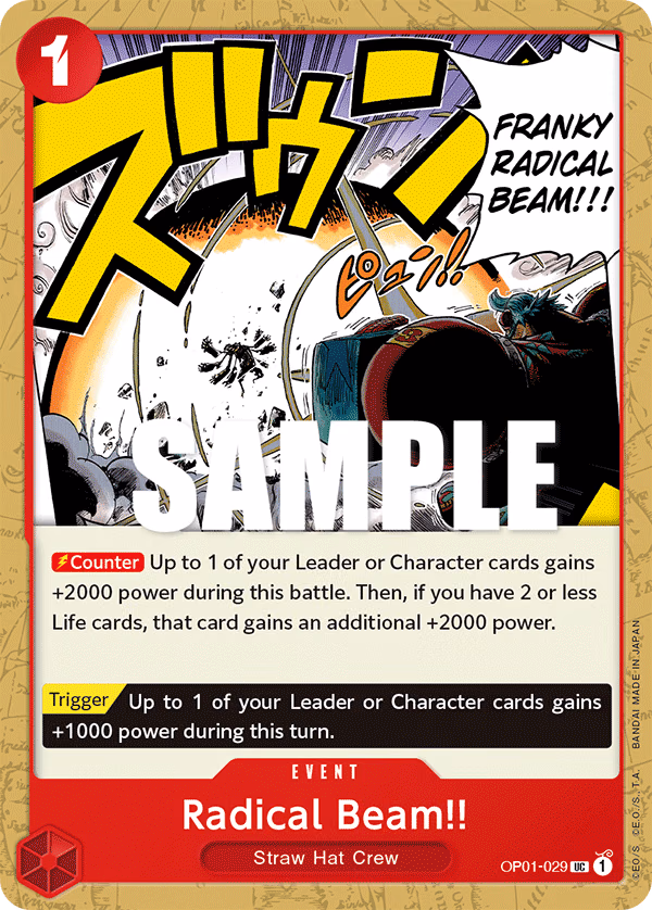 Radical Beam!! One Piece card (OP01-029, Romance Dawn)