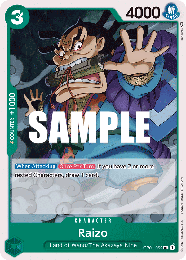 Raizo One Piece card (OP01-052, Romance Dawn)