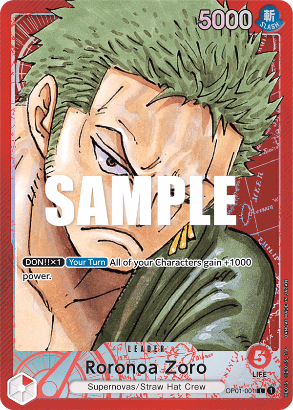 Roronoa Zoro (Parallel) One Piece card (OP01-001, Romance Dawn)