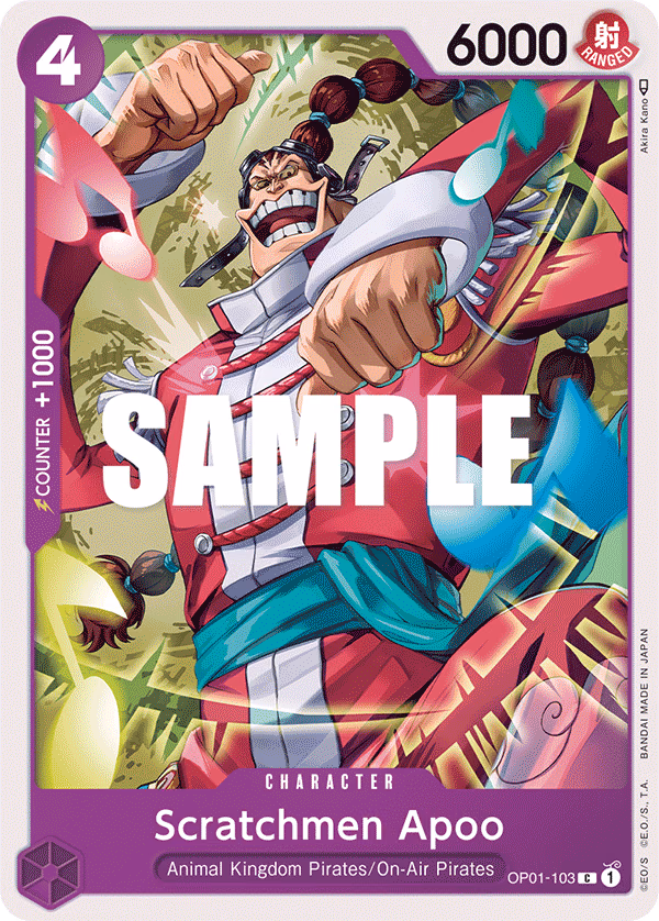 Scratchmen Apoo One Piece card (OP01-103, Romance Dawn)