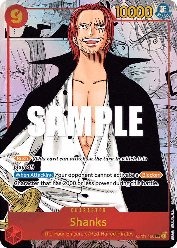 Shanks (Parallel) One Piece card (OP01-120, Romance Dawn)