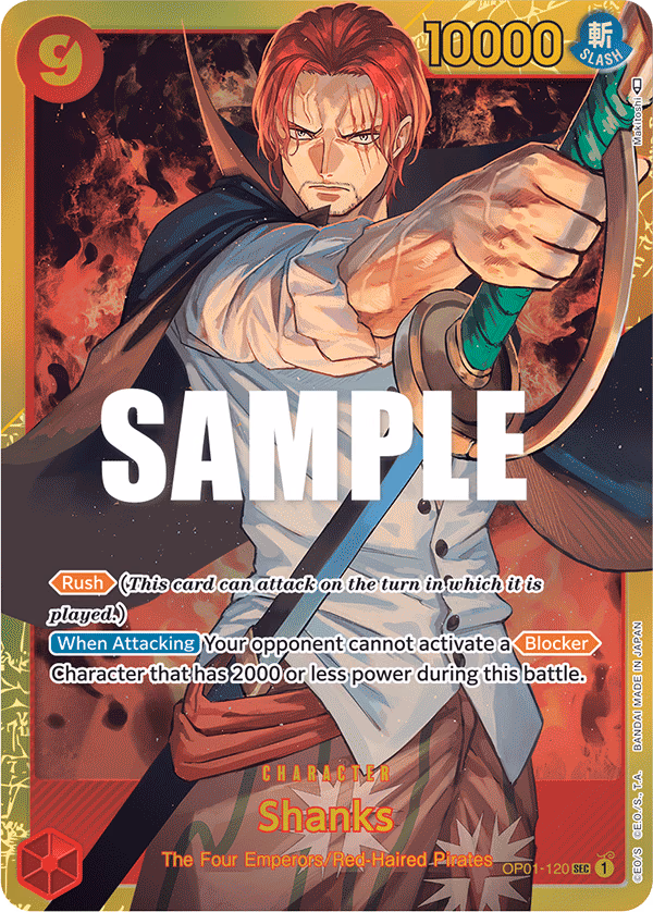 Shanks One Piece card (OP01-120, Romance Dawn)