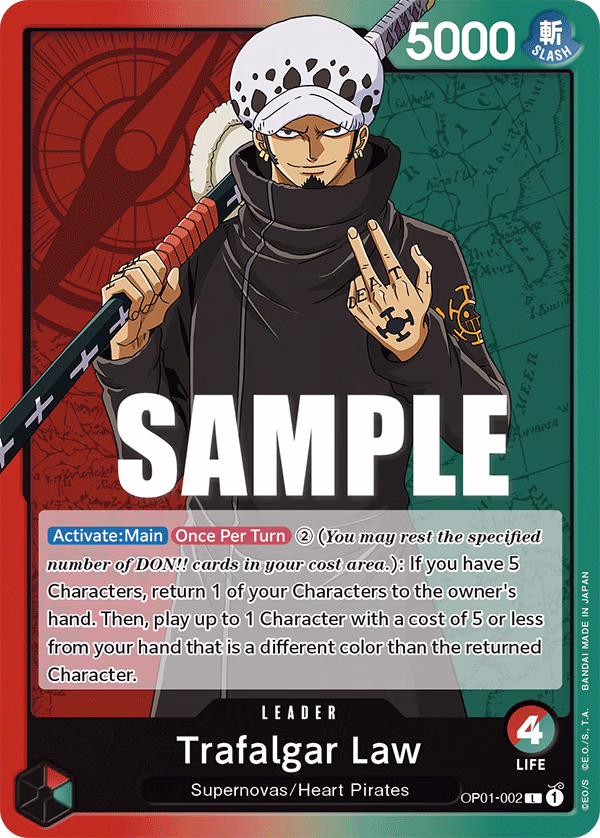 Trafalgar Law One Piece card (OP01-002, Romance Dawn)