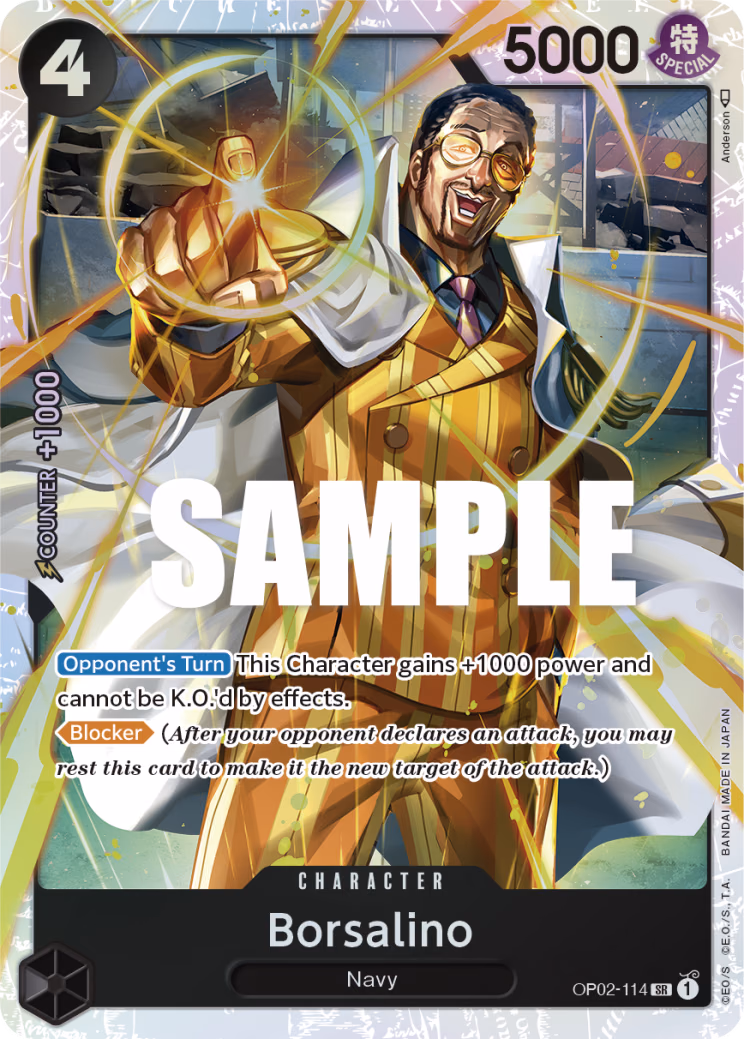 Borsalino One Piece card (OP02-114, Paramount War)
