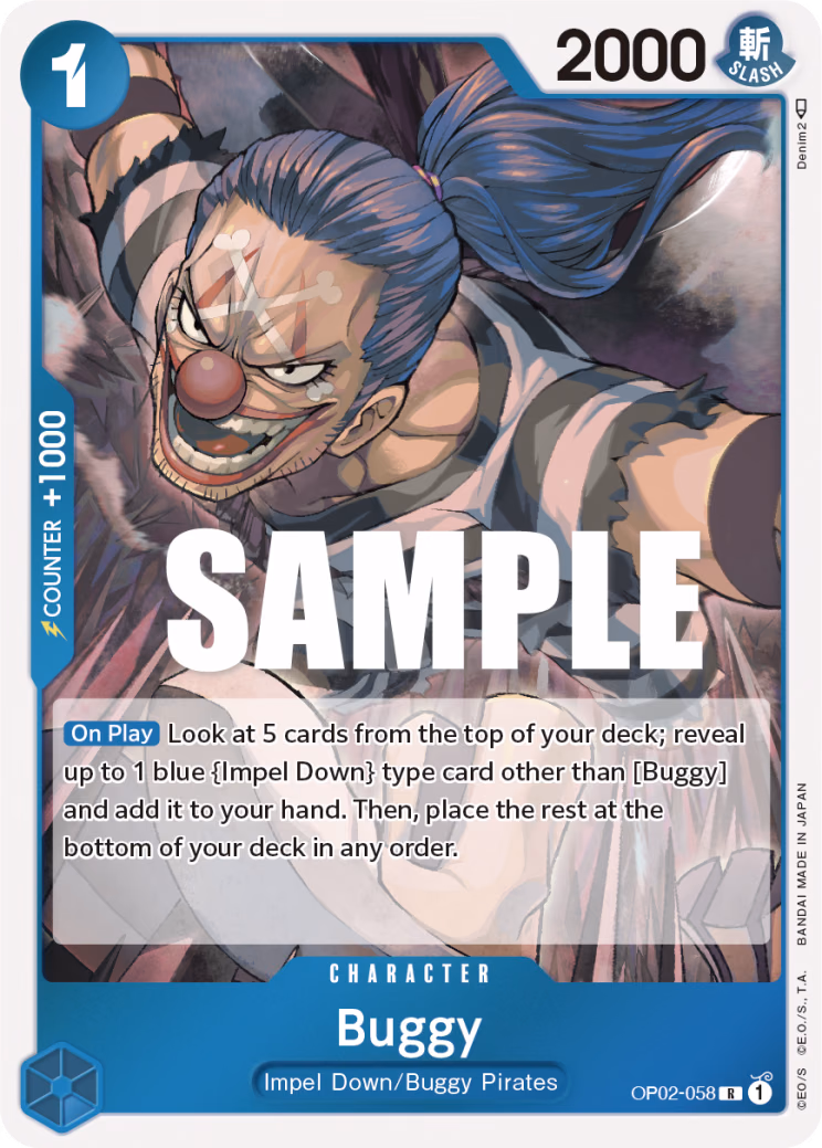 Buggy One Piece card (OP02-058, Paramount War)