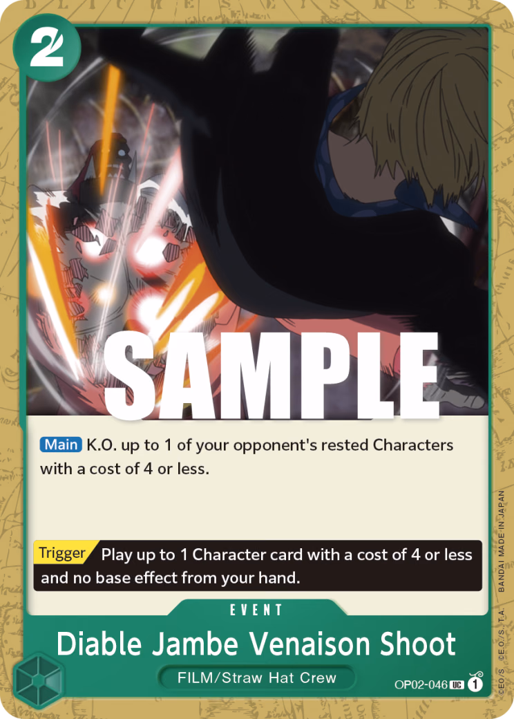 Diable Jambe Venaison Shoot One Piece card (OP02-046, Paramount War)